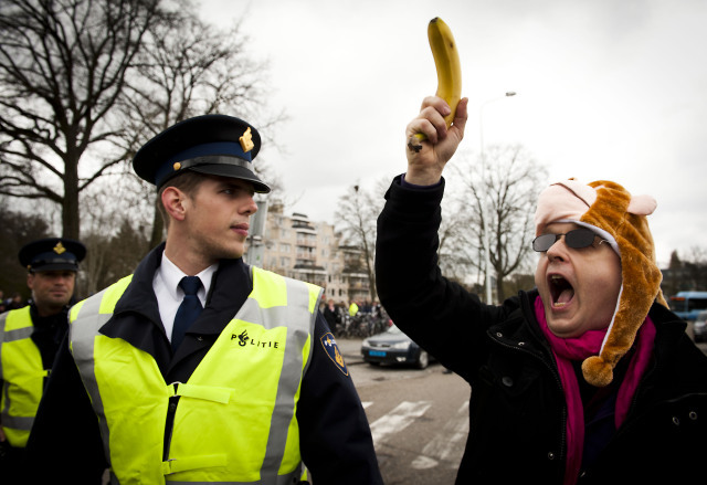 'National Bananas Front' demonstration in Ede, March 26th 2011. Photo: Karen Eliot