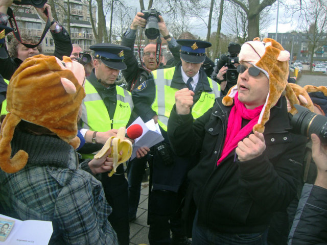 'National Bananas Front' demonstration in Ede, March 26th 2011. Photo: Karen Eliot