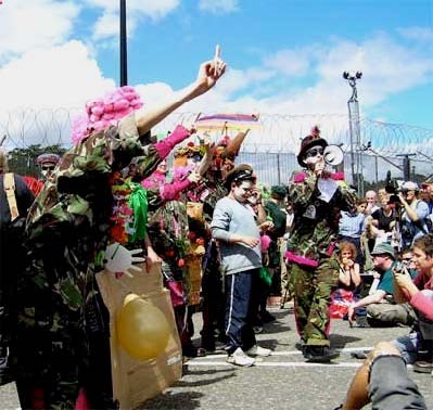 Operation Mass Distraction at Faslane submarine base,Scotland, July 4th 2005  (Source: Indymedia.org)